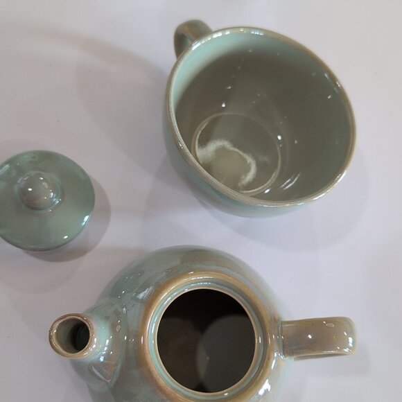 PIER 1 Imports "Tea for One" Stoneware Pottery Teapot & Cup/Mug Stackable - Picture 4 of 6
